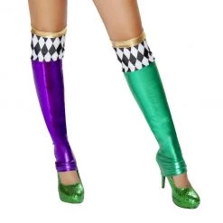 Roma Costume Accessories Green Purple Jester Stockings